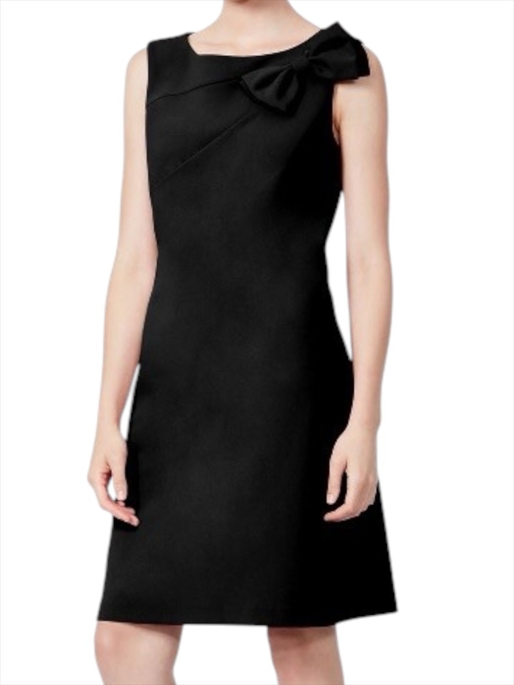 Betsey Johnson Scuba Crepe Midi Dress with Bow Accent - Black Size 2